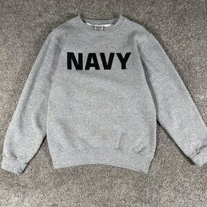 Vtg Navy Sweatshirt Men S Gray Basic Training Pullover Crewneck Y2K Armed Forces